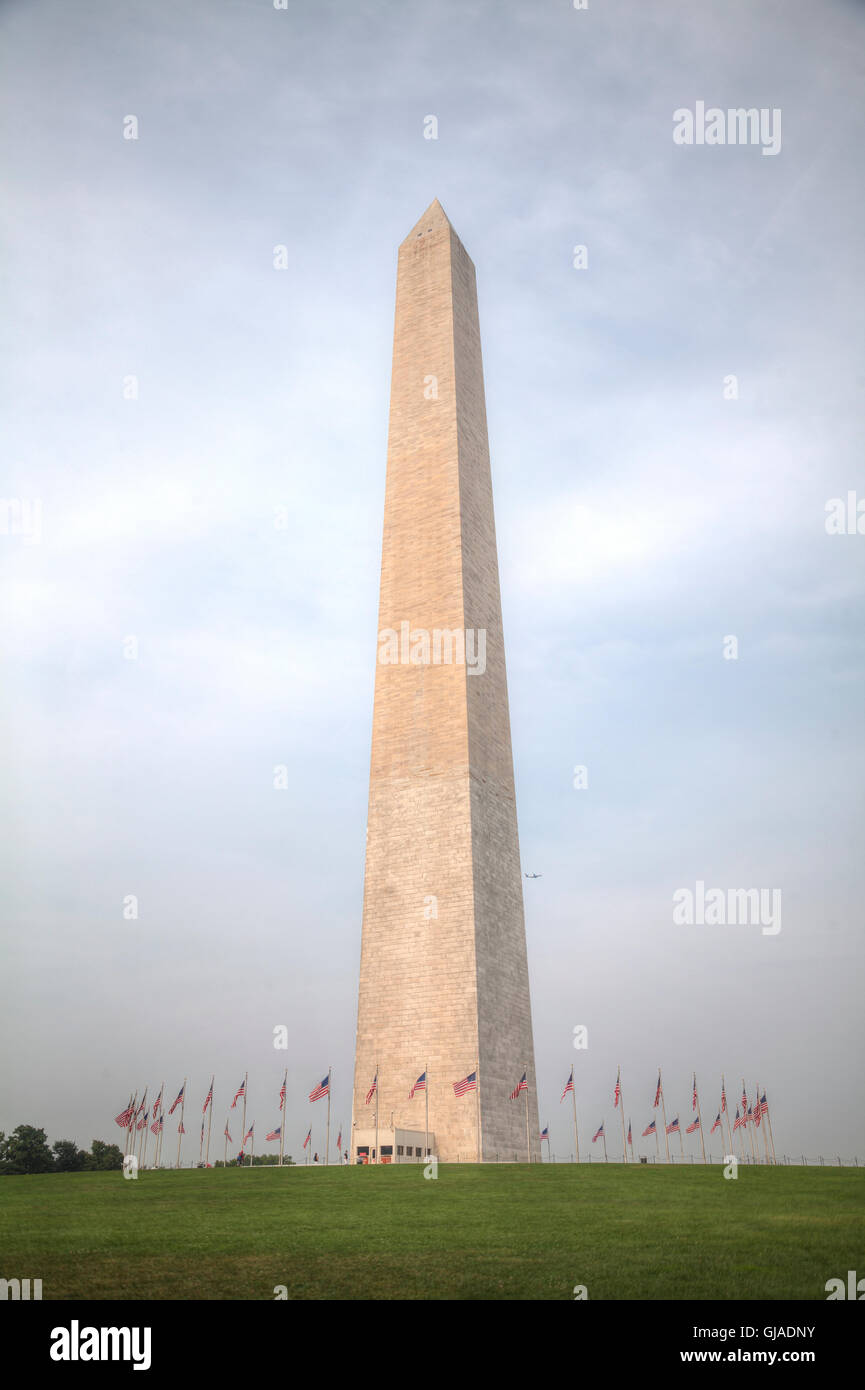 Washington monumento in memoria di Washington DC al mattino Foto Stock