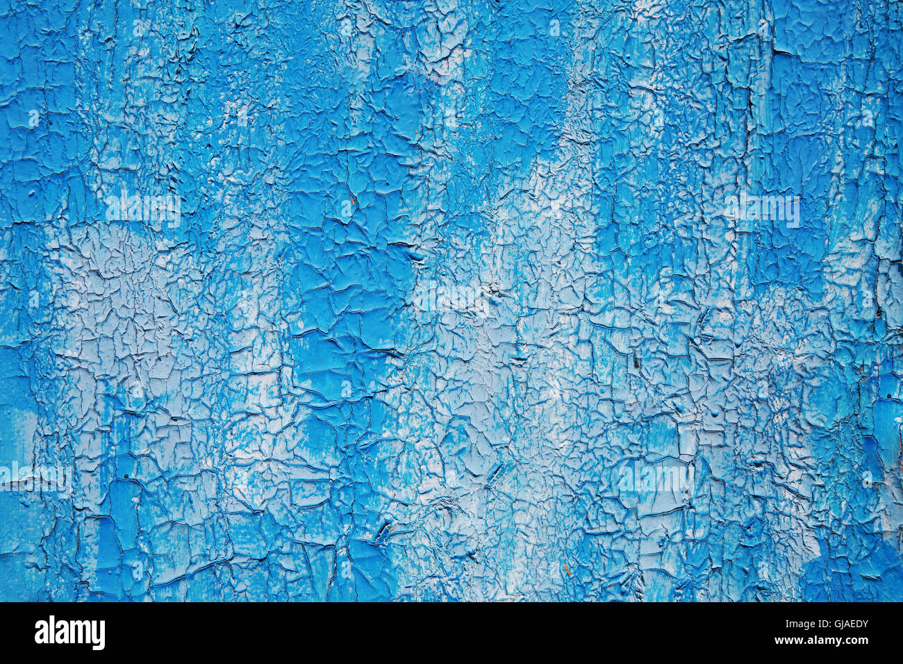 In legno verniciato in tinta blu, sfondo squallido Foto Stock