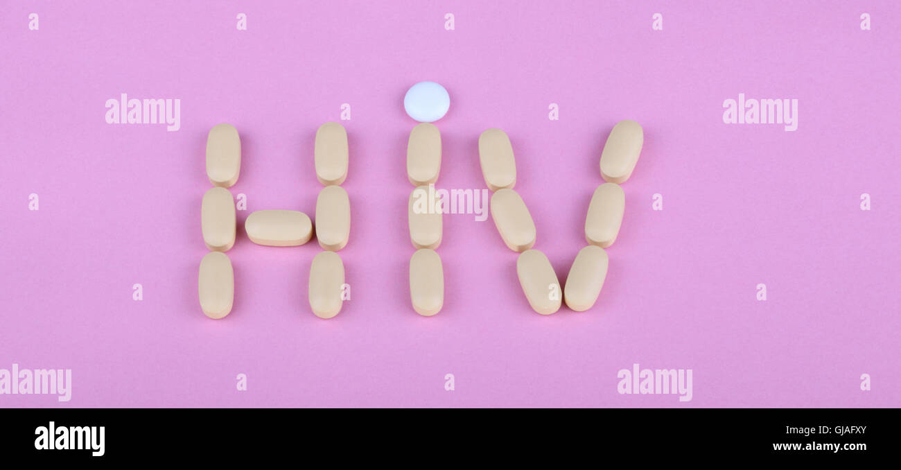 La terapia dell'hiv efavirenz su sfondo rosa Foto Stock