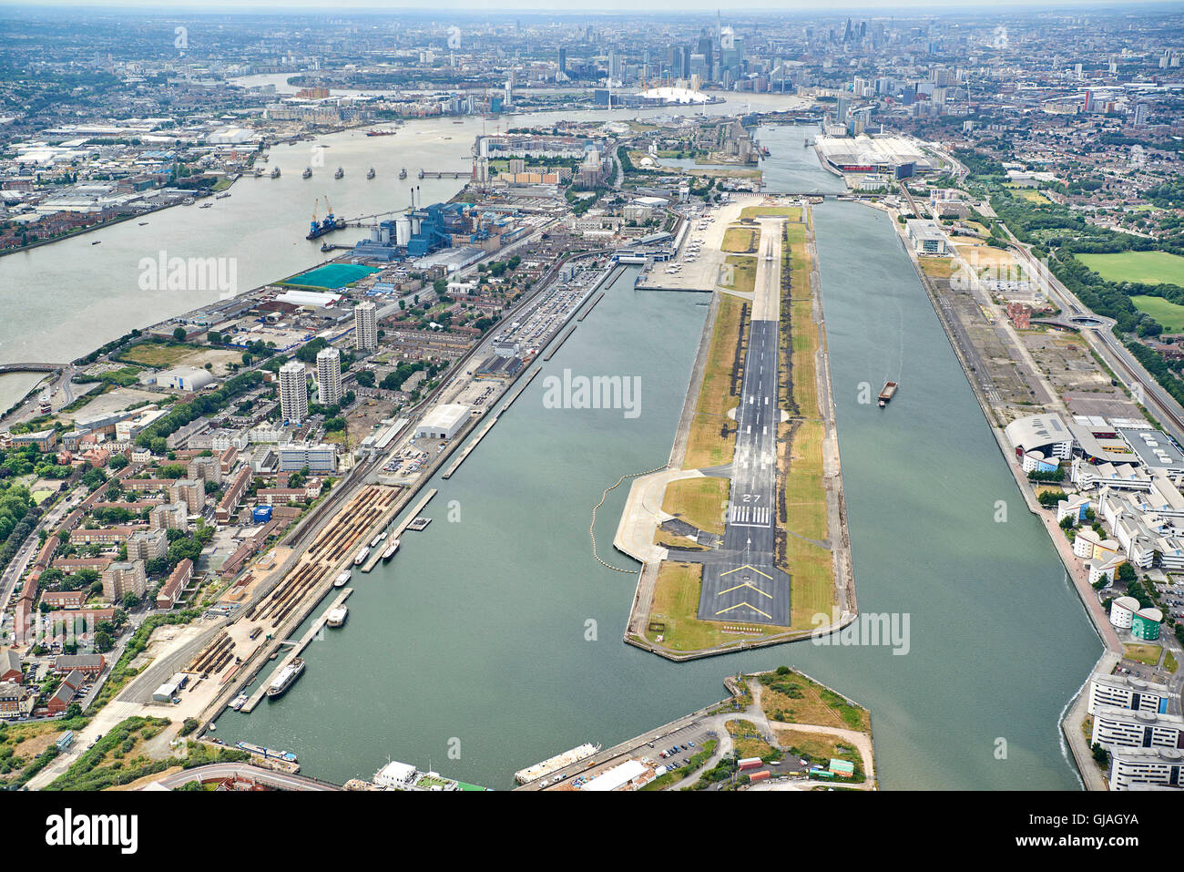 Piloti occhio vista del London City Airport, London, Regno Unito Foto Stock