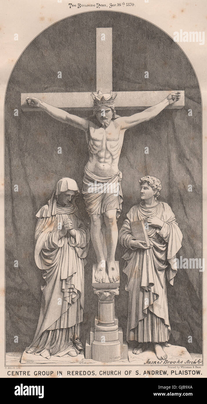 Centro gruppo in reredos, Chiesa di Sant'Andrea, Plaistow; James Brooks Archt 1870 Foto Stock