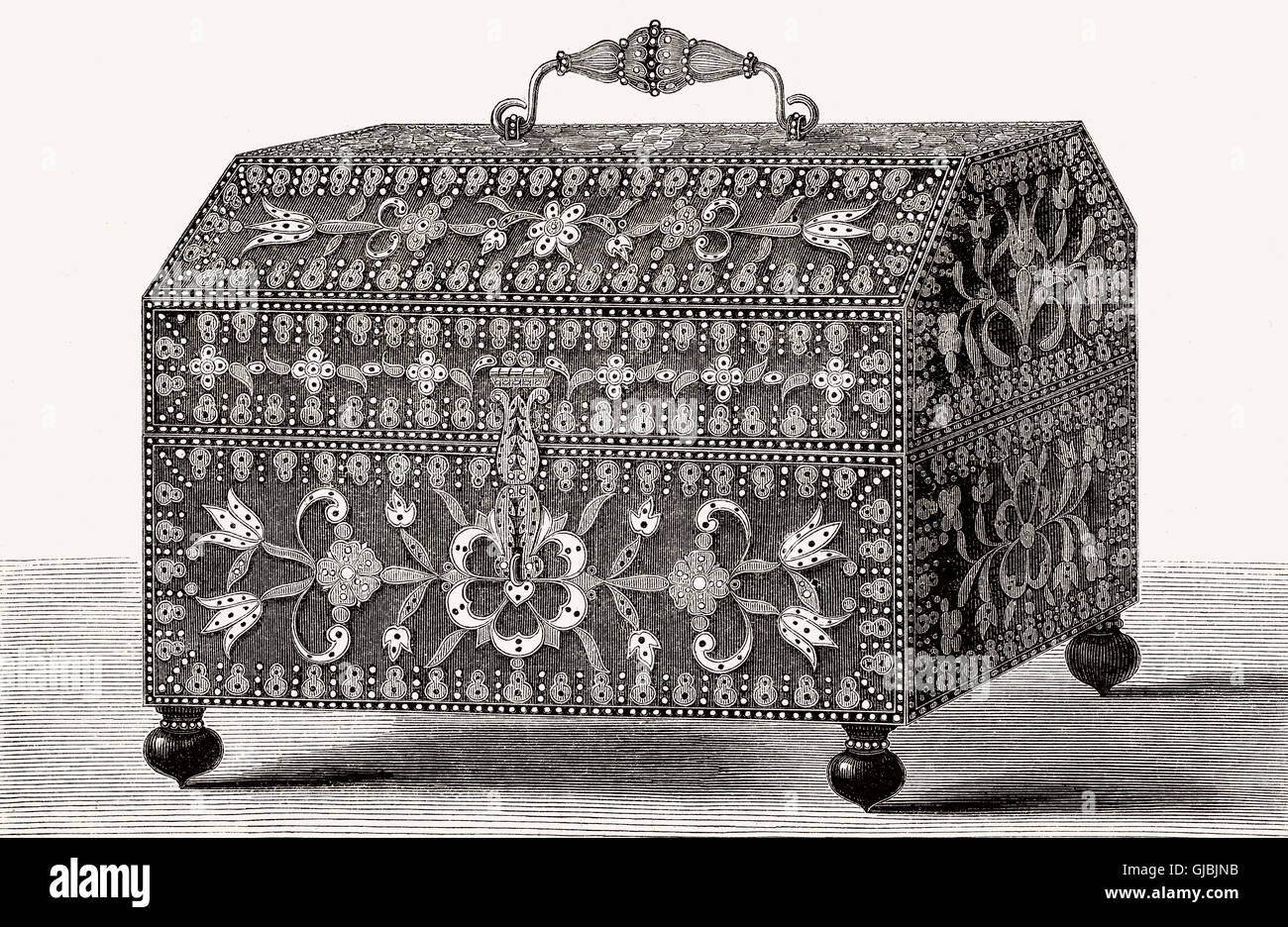 Un antico valigia da Spagna, xvii secolo Foto Stock