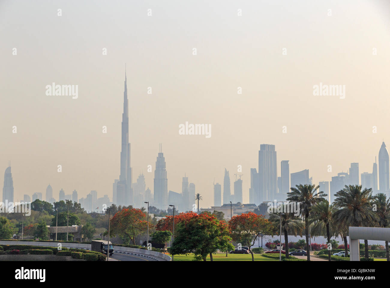 Vista del centro di quartiere di Dubai Foto Stock