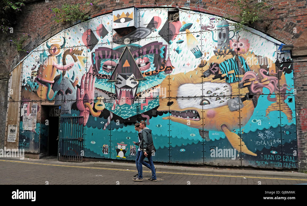 Archi ferroviaria Art, New Wakefield St, sotto la stazione ferroviaria di Oxford Road, Manchester North West England, Regno Unito Foto Stock