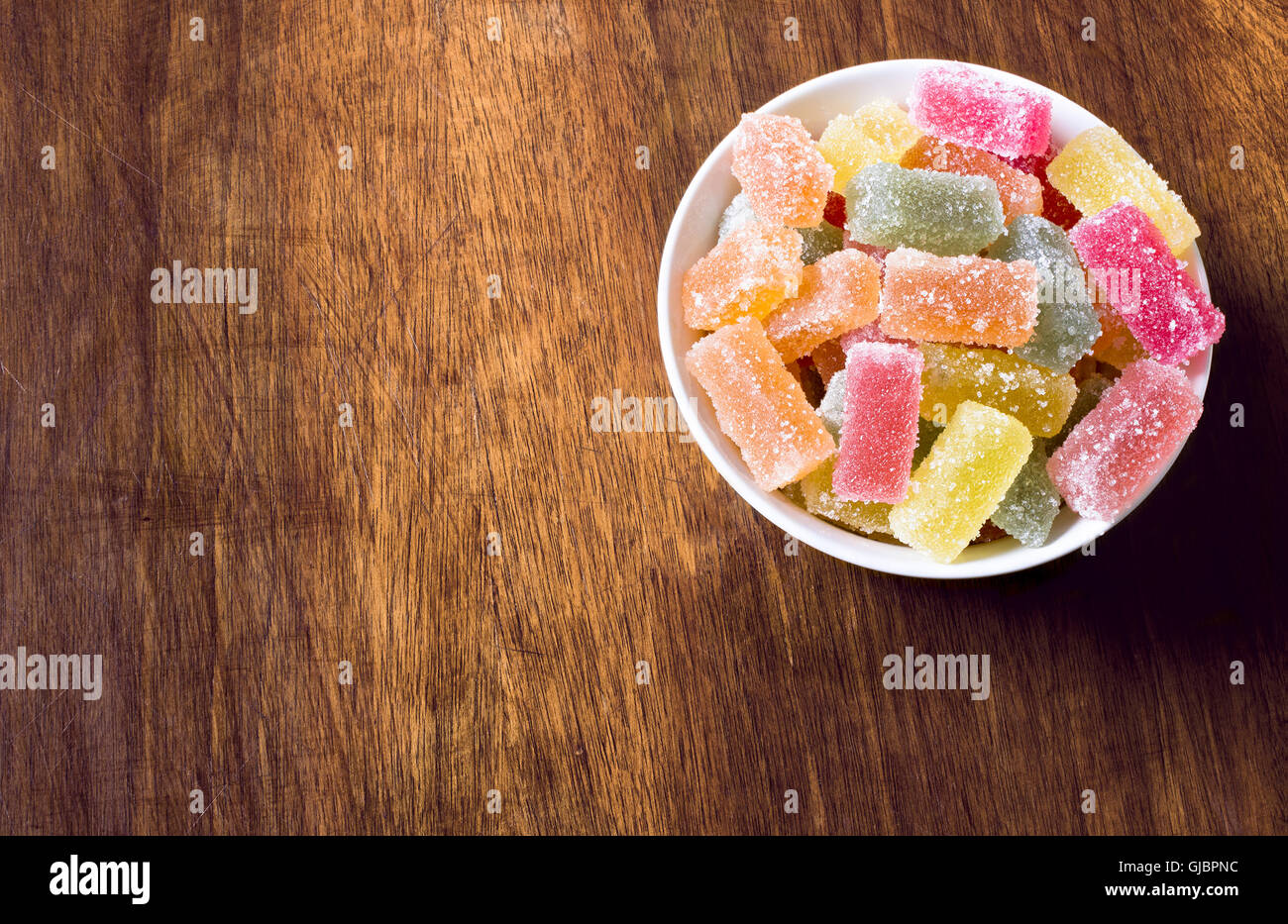 Gelatina colorata nel settore dello zucchero Foto Stock