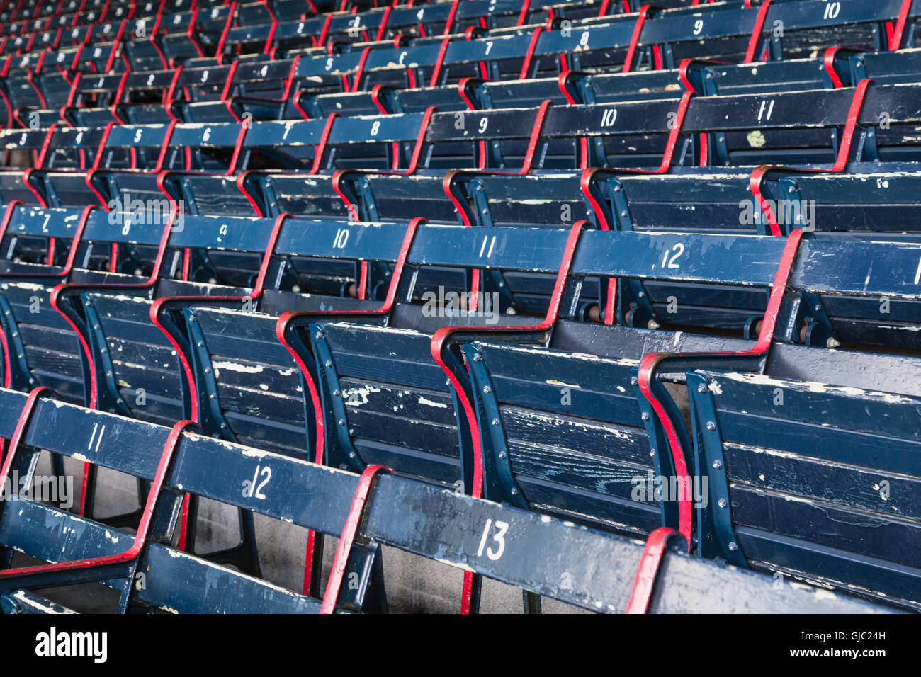Il Fenway Park di posti a sedere in tribuna, Boston, Massachusetts Foto Stock
