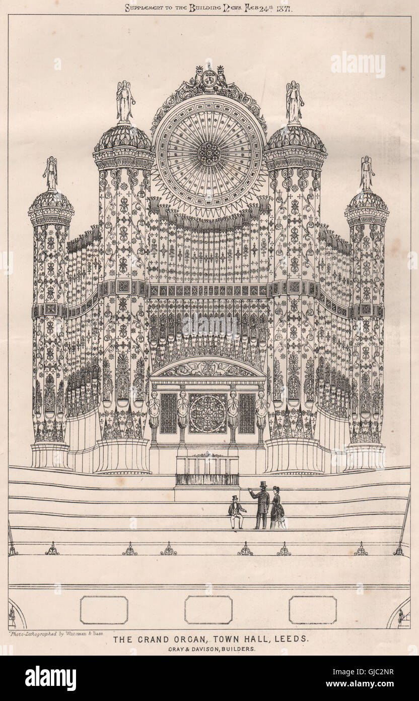 Il grandioso organo, Municipio di Leeds. Gray & Davison, costruttori. Yorkshire, 1871 Foto Stock