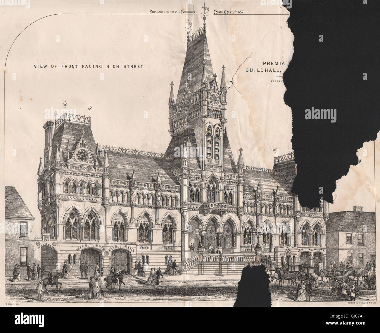 Guildhall, Winchester. Jeffery & Skiller, architetti. Hampshire, stampa 1871 Foto Stock