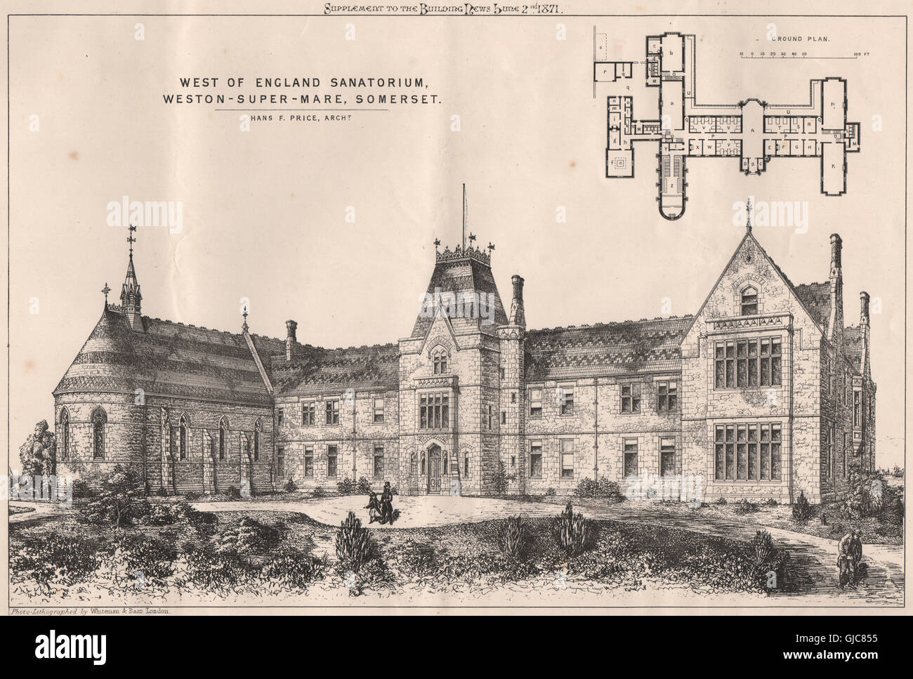 A ovest di Inghilterra sanatorio, Weston-Super-Mare, Somerset; Hans Prezzo Archt, 1871 Foto Stock