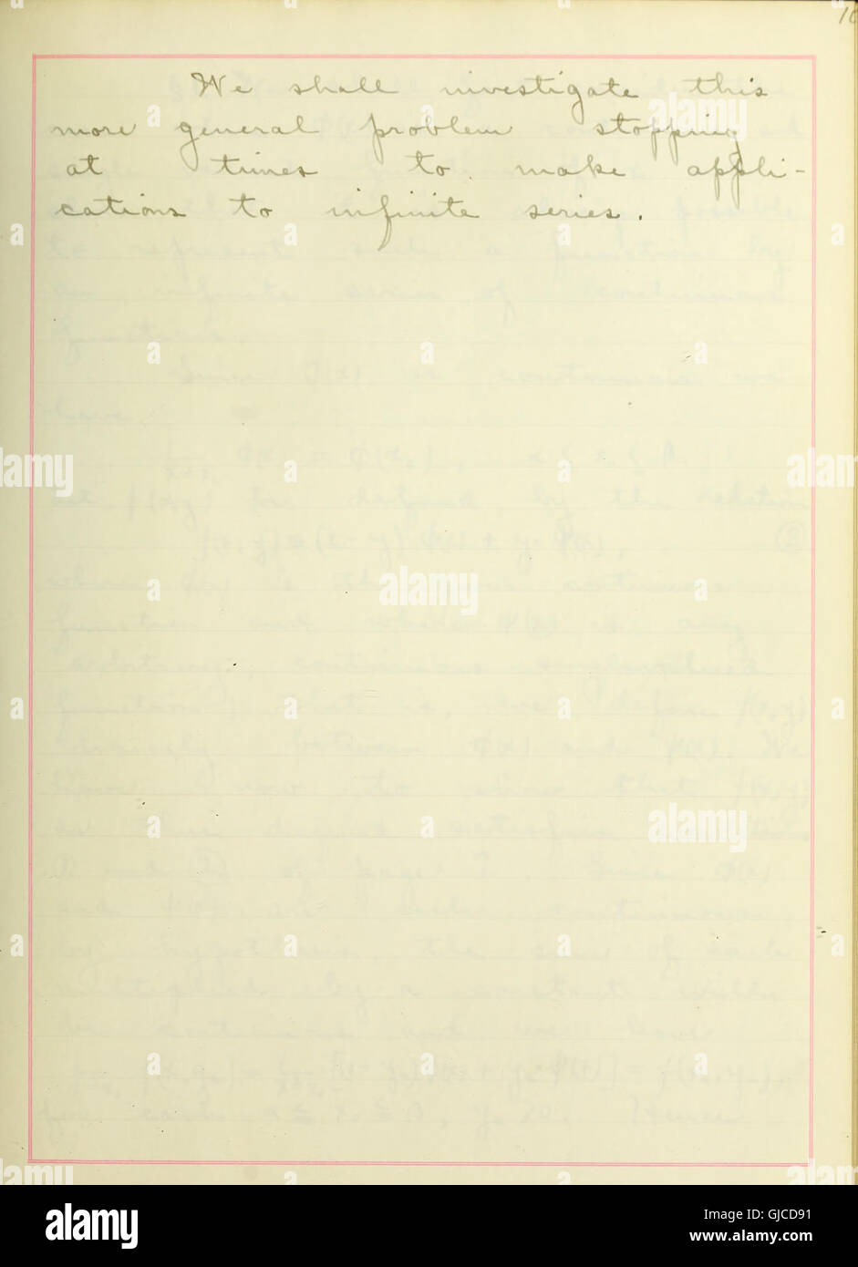 Condizioni alle quali tali funzioni possono essere rappresentate dalla serie infinita (1904) Foto Stock