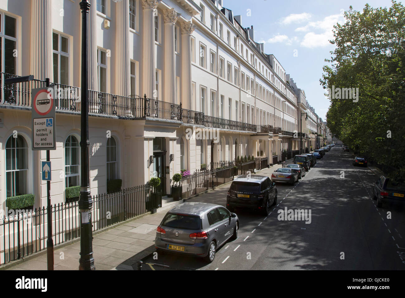 Eaton Square giardino residenziale nella zona ovest di Londra, City of Westminster e il Royal Borough di Kensington e Chelsea Foto Stock