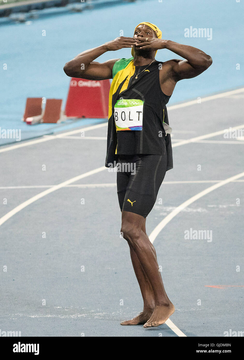 Rio de Janeiro, RJ, Brasile. 14 Ago, 2016. OLYMPICS ATLETICA: Uomini 100m Finale allo Stadio Olimpico (EngenhÃ£o) durante il 2016 Rio giochi olimpici estivi giochi. Credito: Paolo Kitagaki Jr./ZUMA filo/Alamy Live News Foto Stock