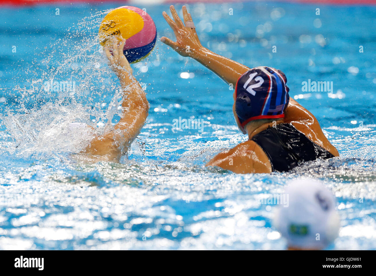 Rio de Janeiro, Brasile. 15 Agosto, 2016. 2016 PALLANUOTO OLIMPIADI - Brasile vs Stati Uniti durante l'acqua Polo Rio Olimpiadi 2016 tenutasi presso l'Olympic Stadium acquatici Credito: Foto Arena LTDA/Alamy Live News Foto Stock