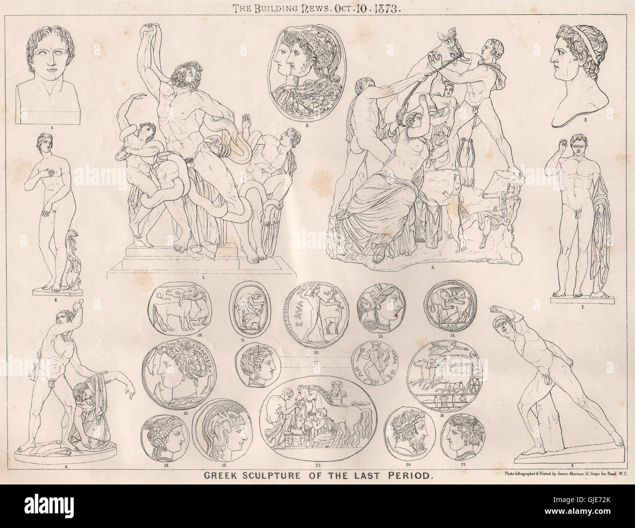 Scultura greca dell'ultimo periodo . Grecia antica stampa 1873 Foto Stock