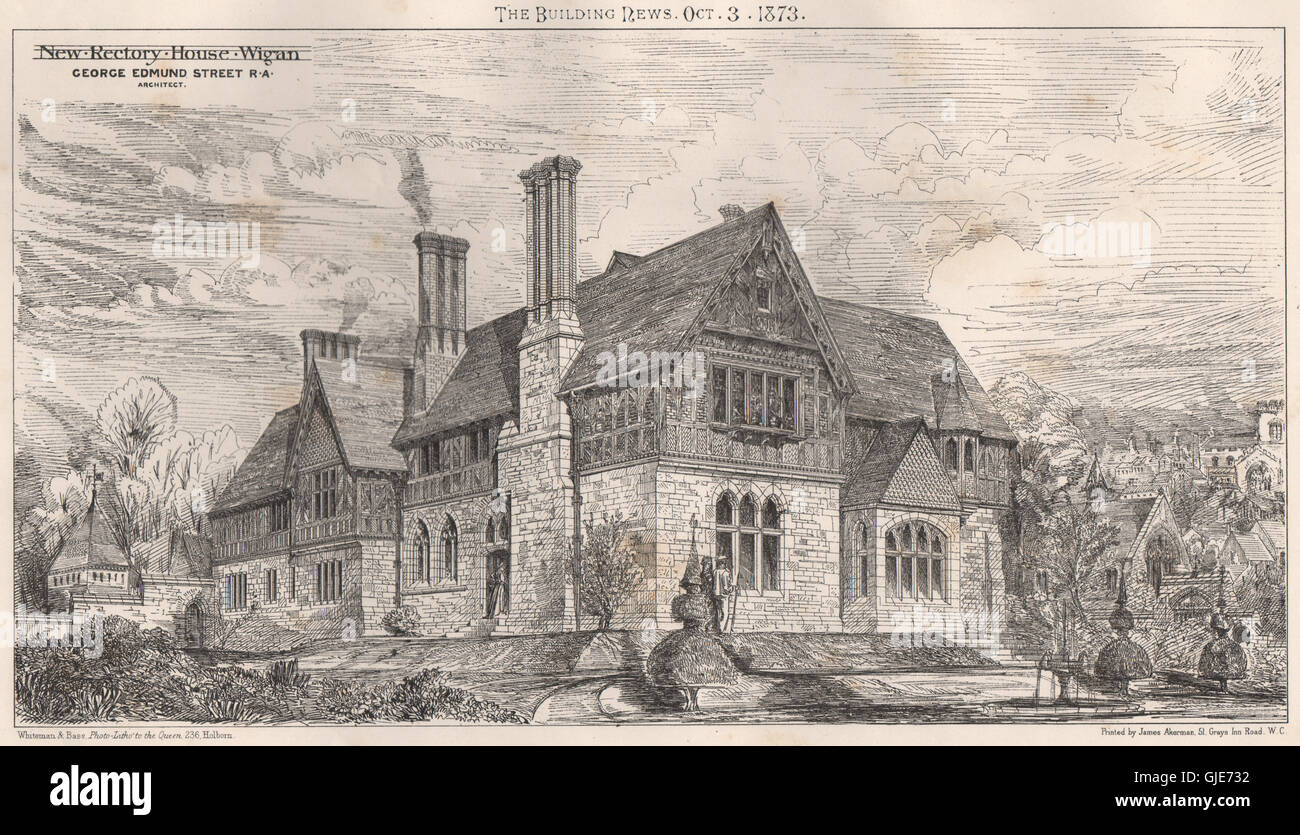 Nuova casa canonica, Wigan; George Edmund Street, architetto. Lancashire, 1873 Foto Stock