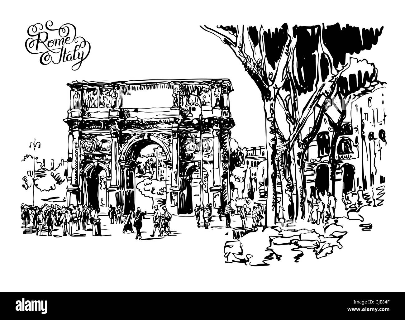 Arco di Konstantine (Arco Costantino) disegno Illustrazione Vettoriale