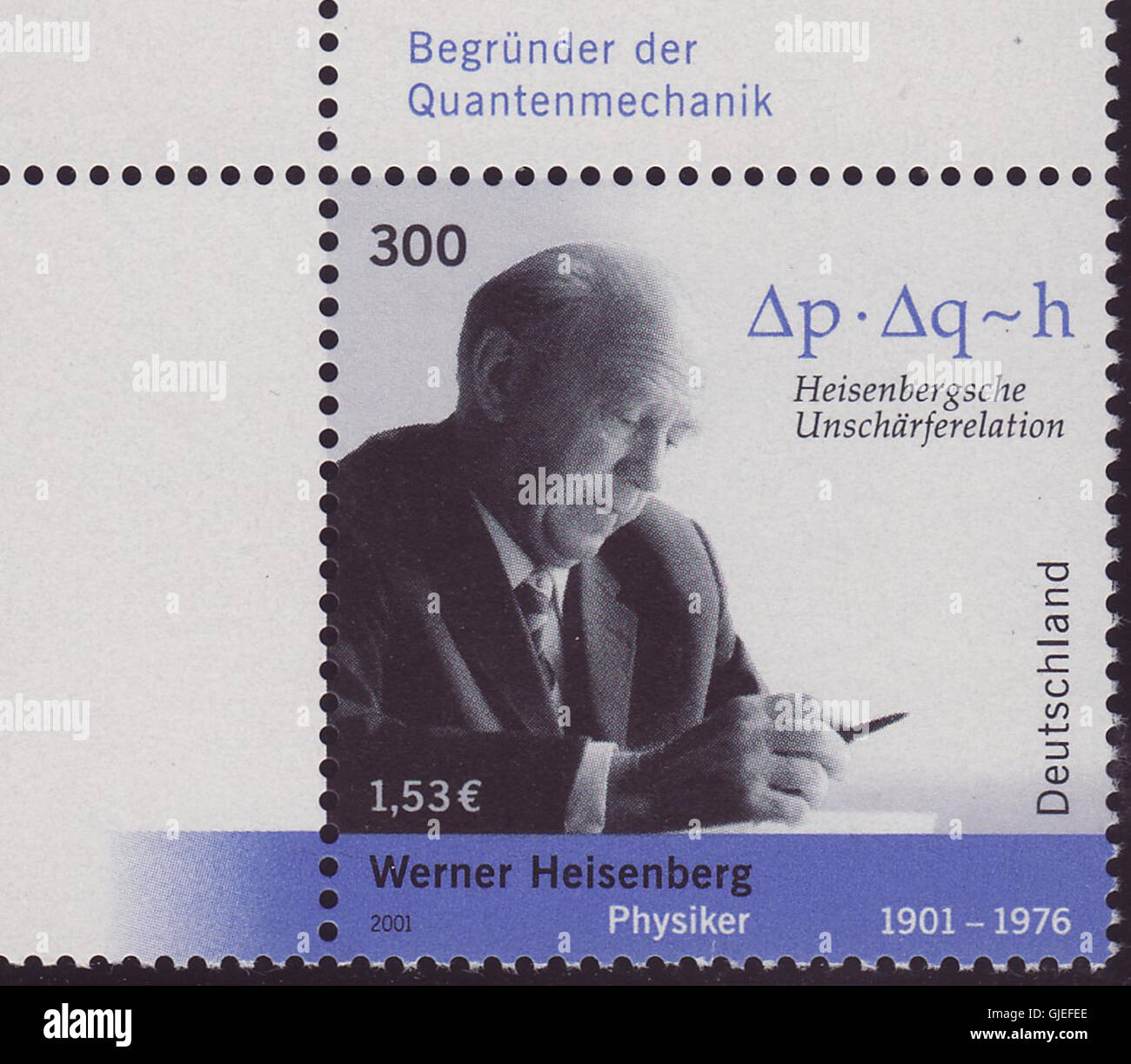 Werner Heisenberg Briefmarke Foto Stock