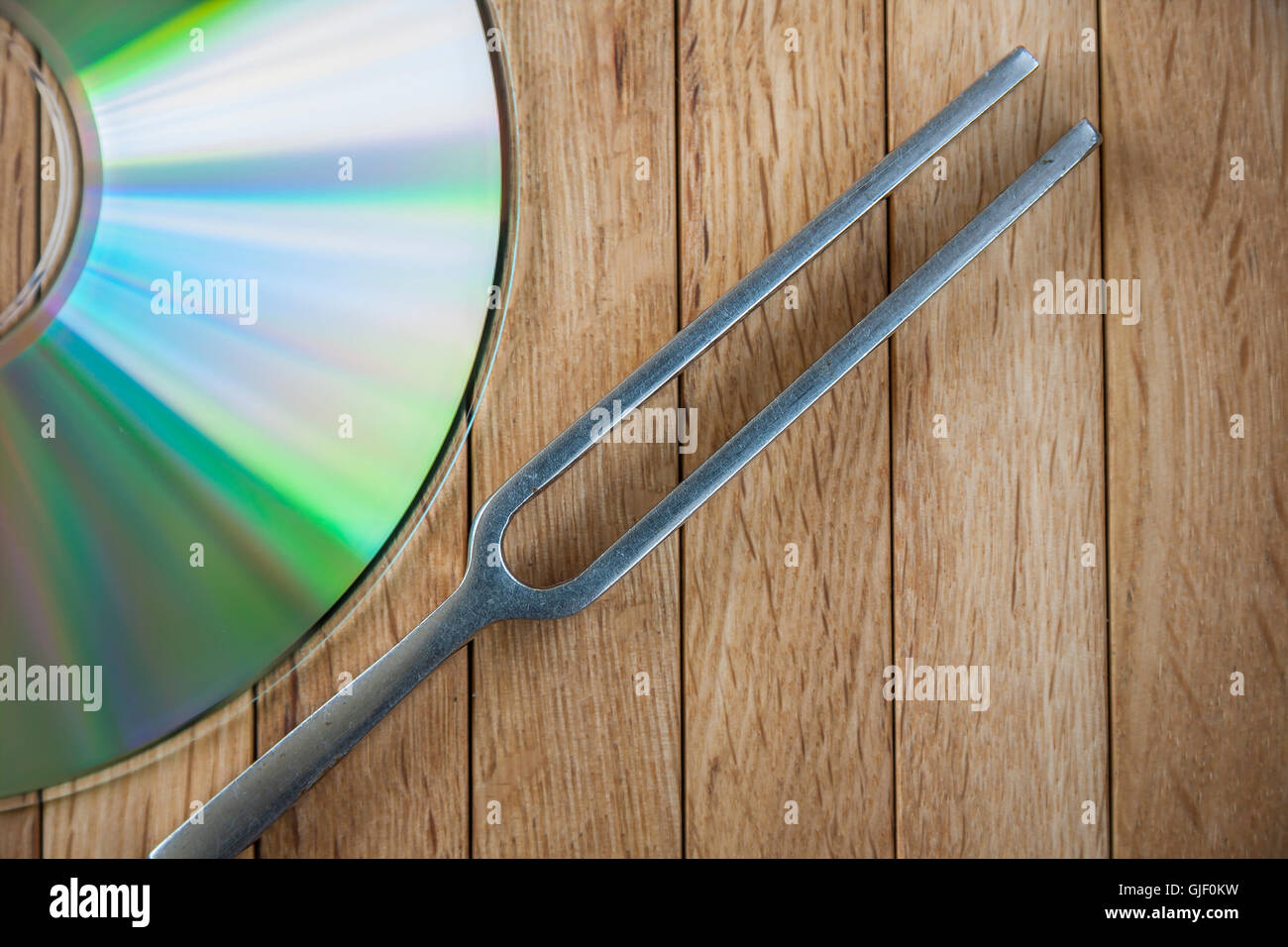 Compact disc e di Diapason Foto Stock