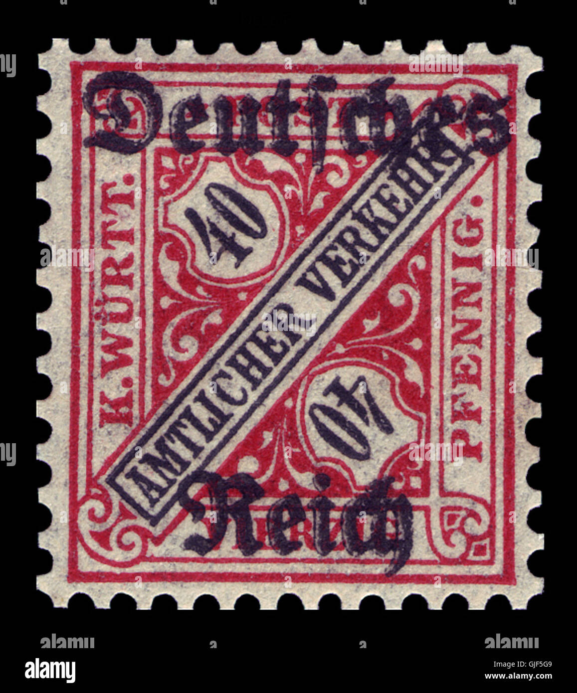 Il DR-D 1920 62 Dienstmarke, emesso dalla posta tedesca del Reich nel 1920, faceva parte della serie Dienstmarke e recava un marchio postale per uso postale ufficiale. Foto Stock
