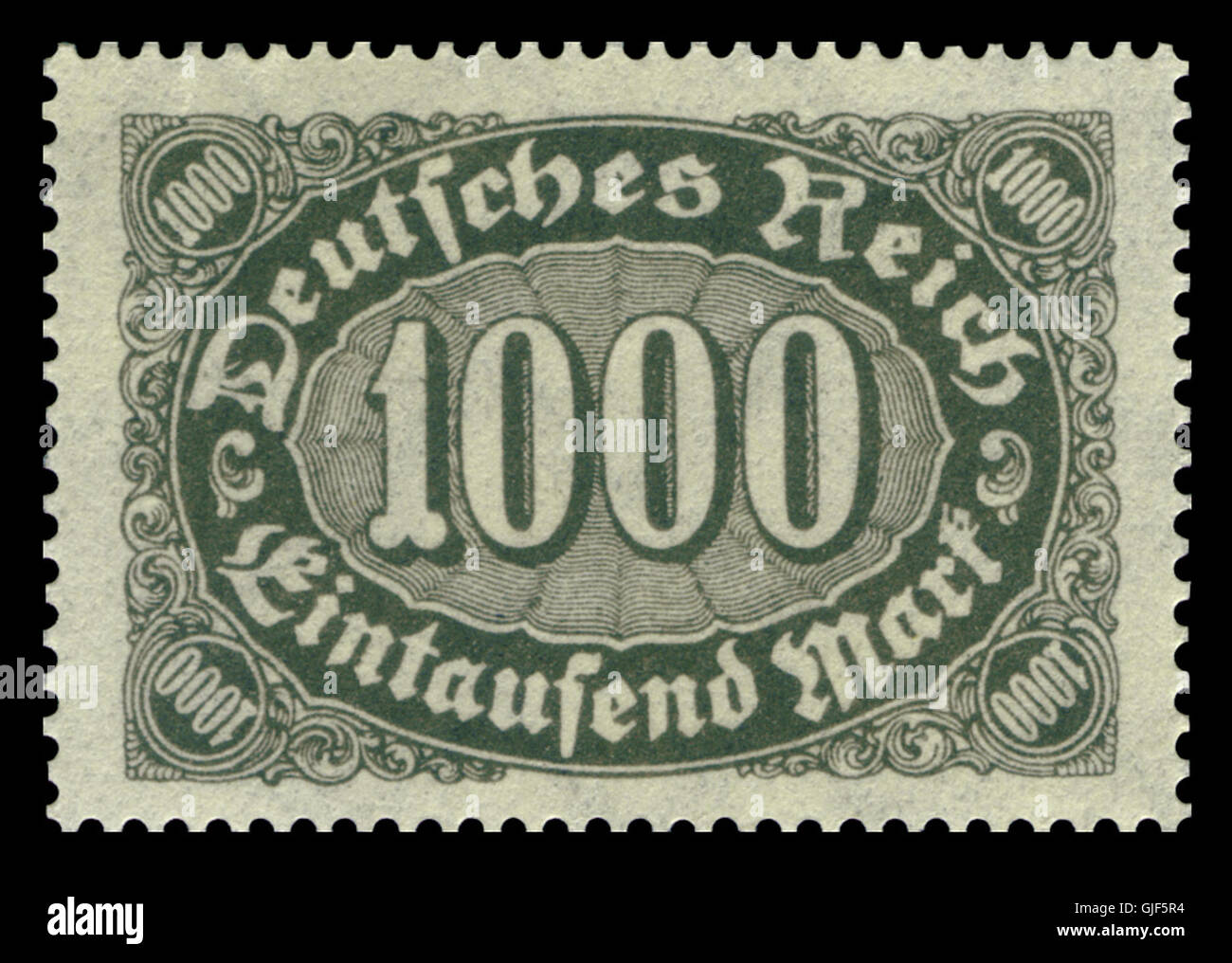 Questo francobollo del 1922 del Reich tedesco (DR), con il numero 252 all'interno di un disegno ovale rettangolare, è un importante esempio di emissioni postali tedesche all'inizio del XX secolo. Foto Stock