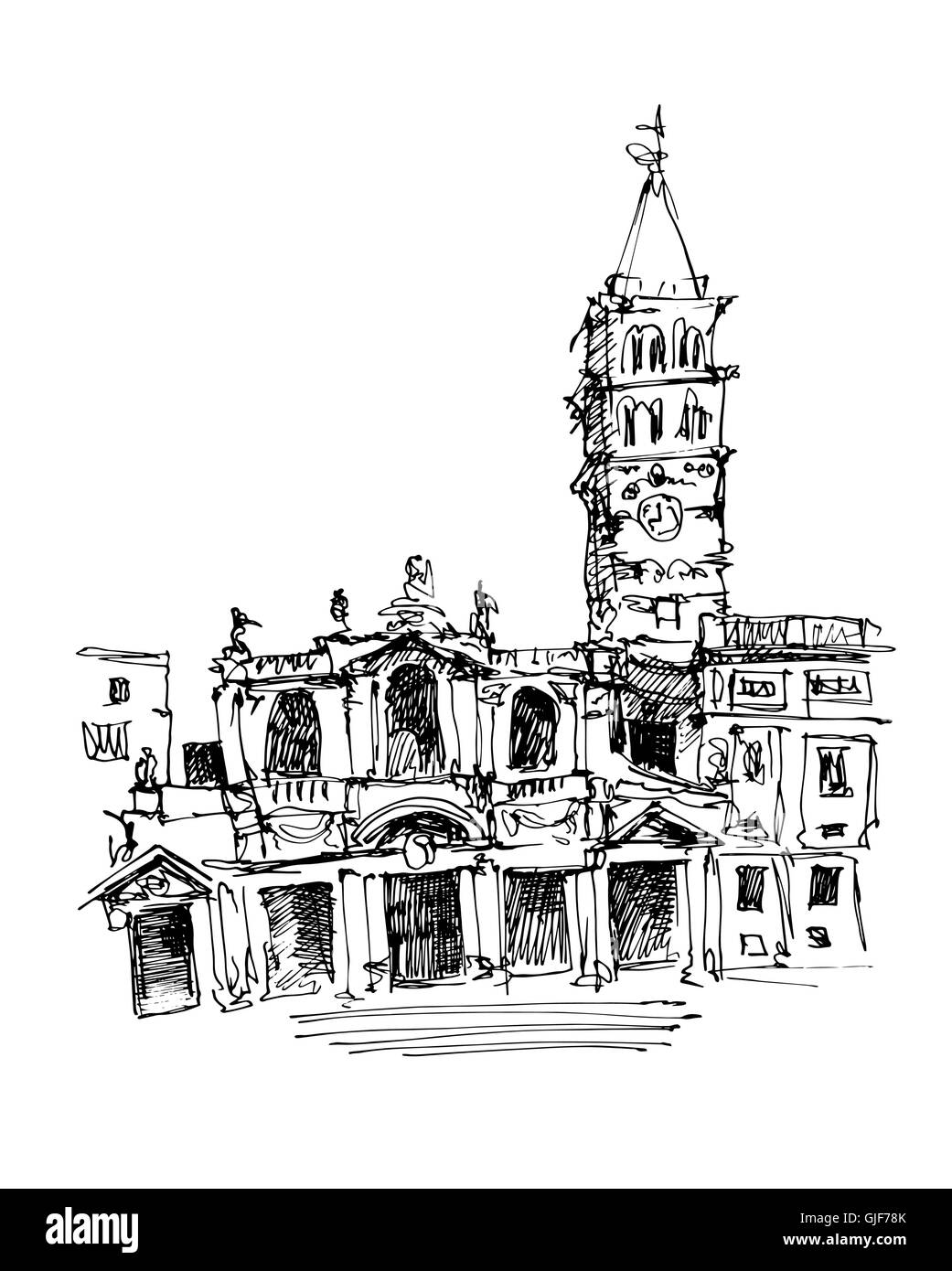 Carta travel design, Basilica papale di santa maria maggiore Illustrazione Vettoriale