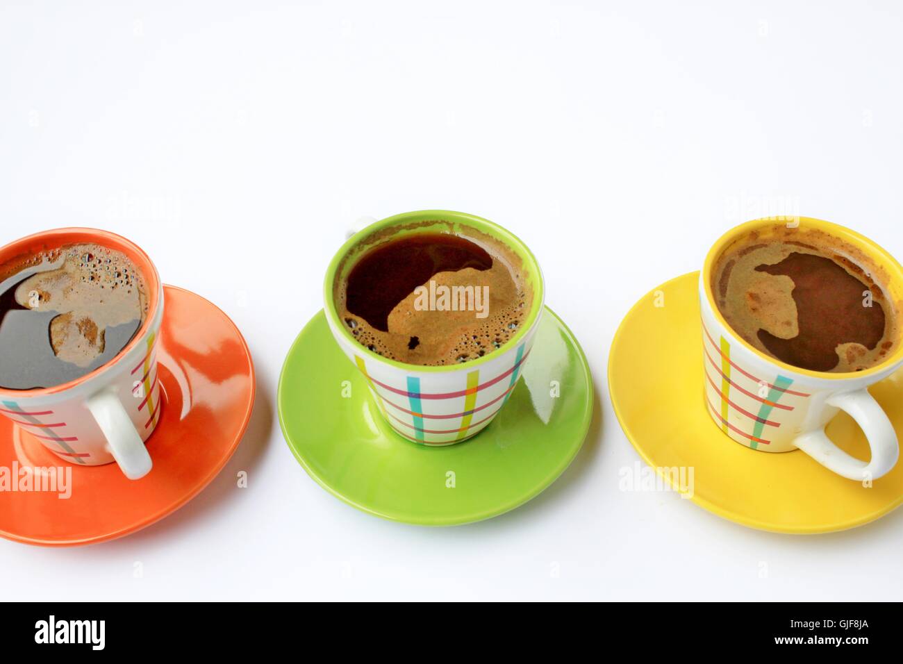 Tre tazze di caffè Foto Stock