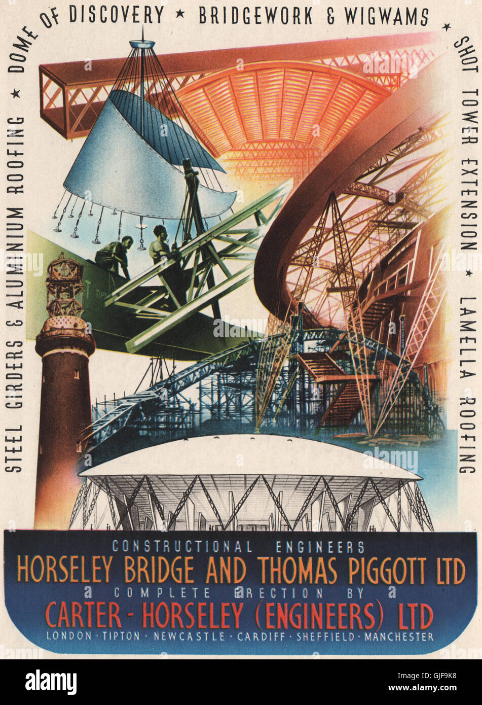 FESTIVAL DELLA GRAN BRETAGNA. Horseley Bridge. Thomas Piggott. Ingegneri, stampa 1951 Foto Stock