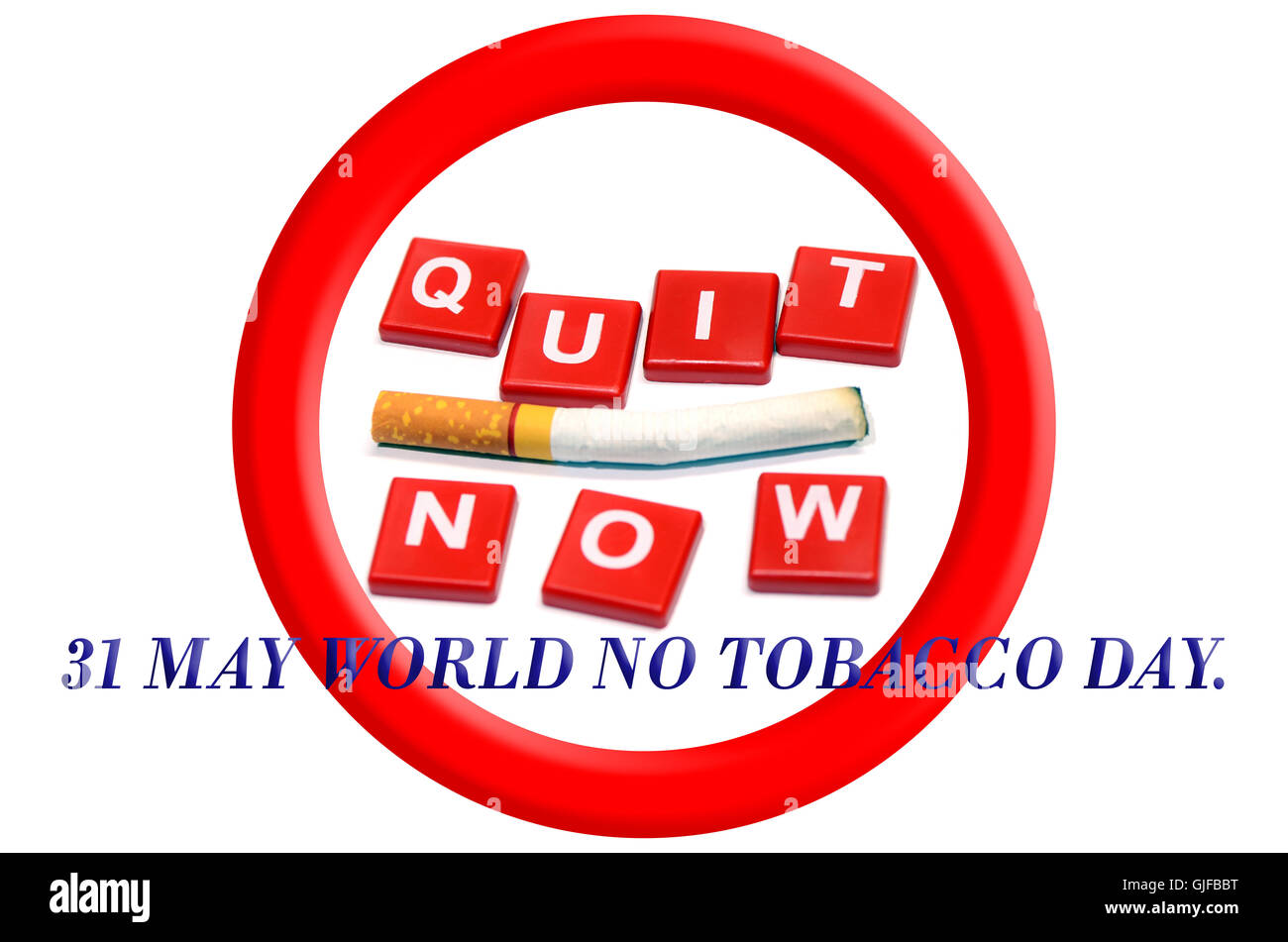 Smettere di fumare ora. 31 maggio celebra la Giornata Mondiale senza tabacco. Great American Smokeout. Foto Stock