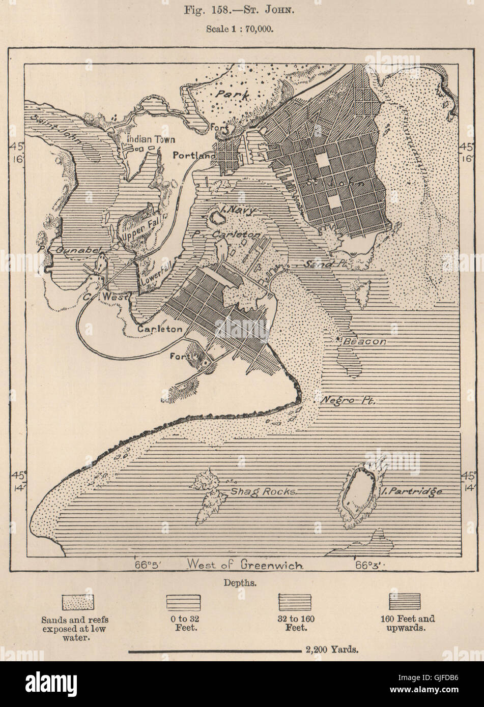San Giovanni, New Brunswick. Canada, 1885 Mappa antichi Foto Stock