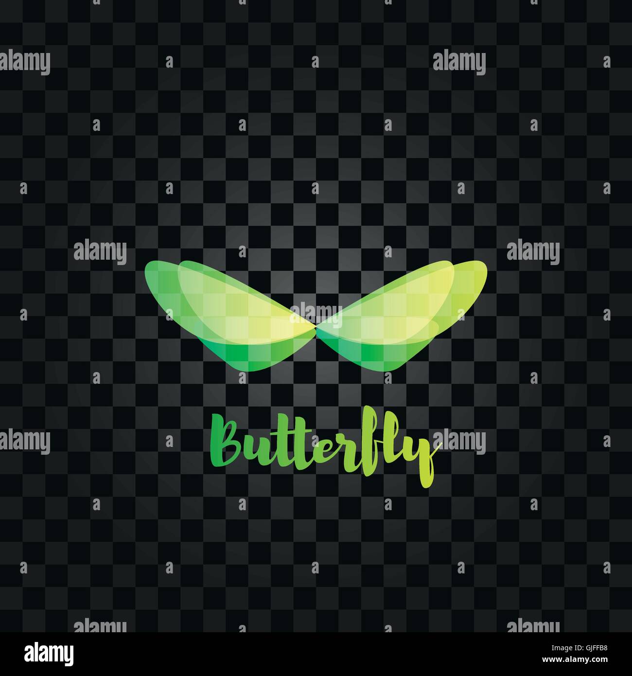 Isolato farfalla verde logo vettoriale. Logotipo di insetti. Ali illustrazione. Illustrazione Vettoriale