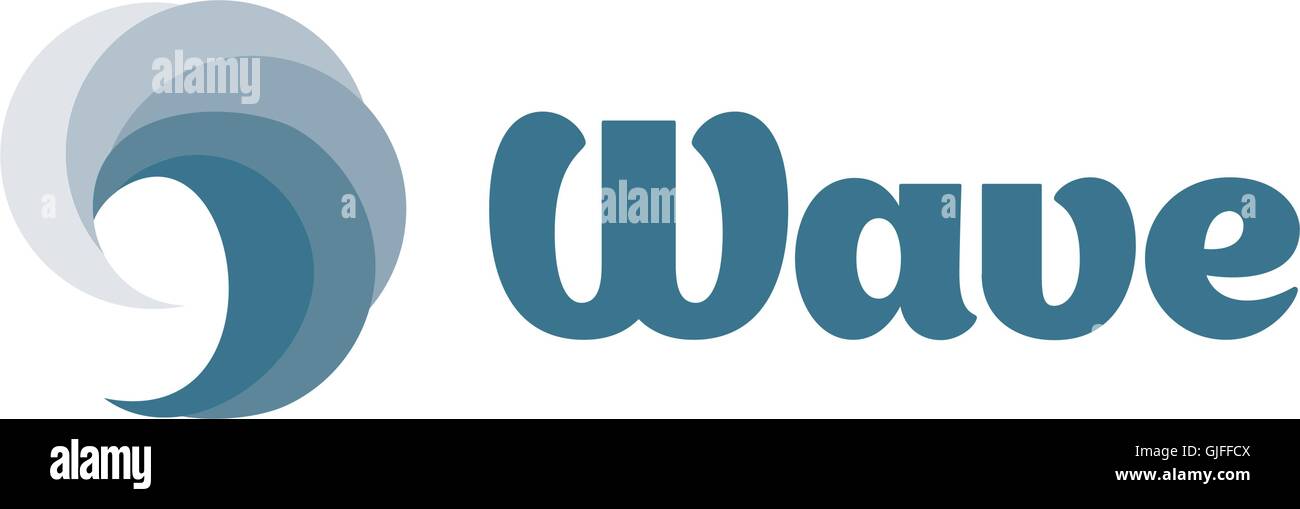 Isolato di turbolenza vettore d'onda logo. Logotipo dell'acqua. Oceano Mare, elemento. Illustrazione Vettoriale