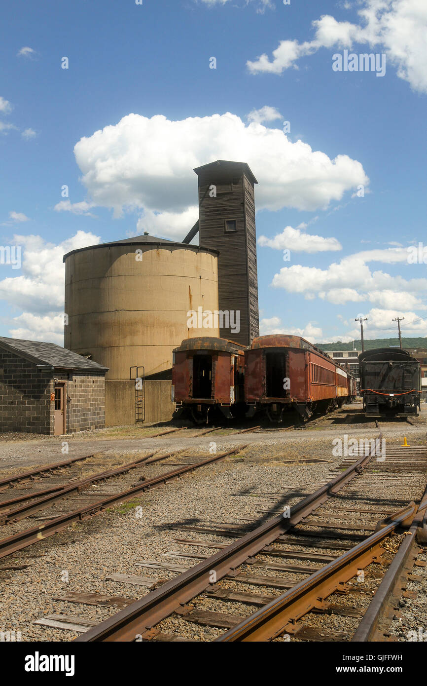 Cantiere ferroviario, Steamtown National Historic Site, Scranton, Pennsylvania Foto Stock