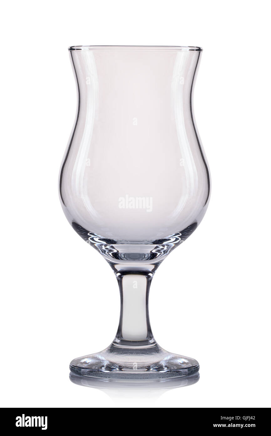 Svuotare cocktail Hurricane vetro su uno sfondo bianco Foto Stock