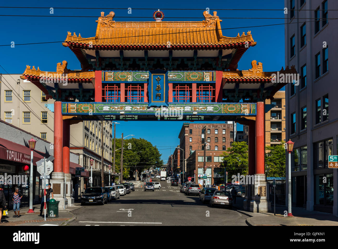 Distretto Chinatown-International, Seattle, Washington, Stati Uniti d'America Foto Stock