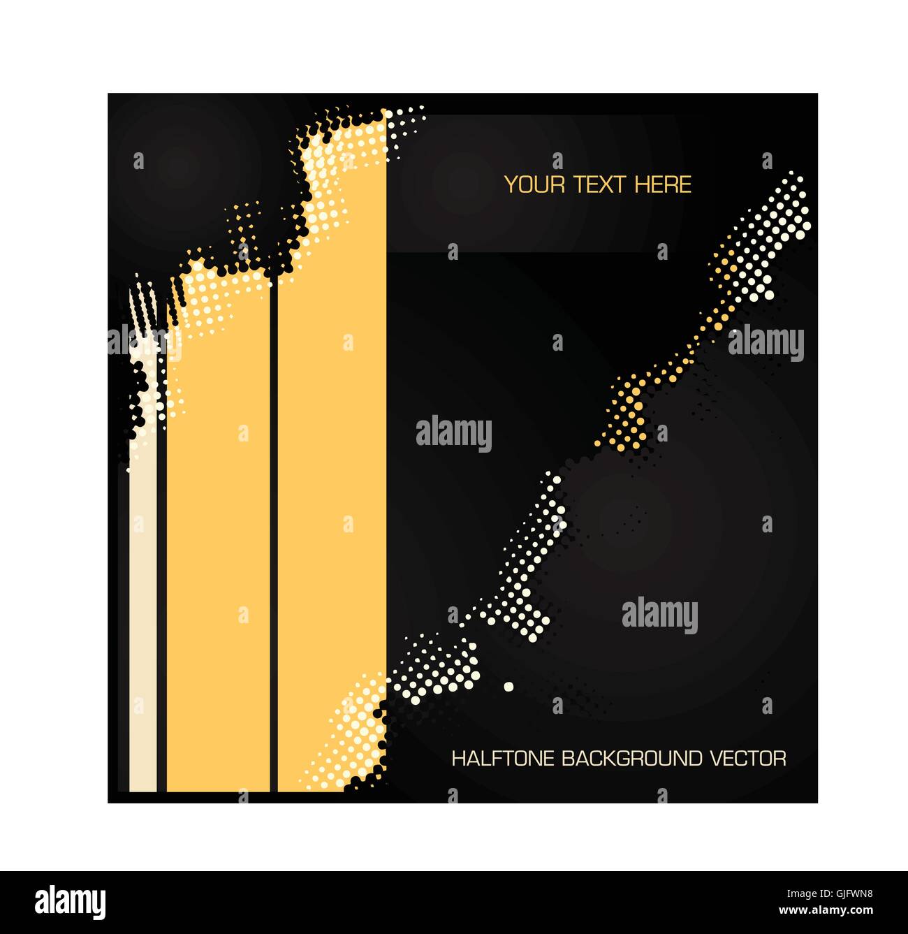 Giallo Nero halftone background astratto illustrazione vettoriale Illustrazione Vettoriale