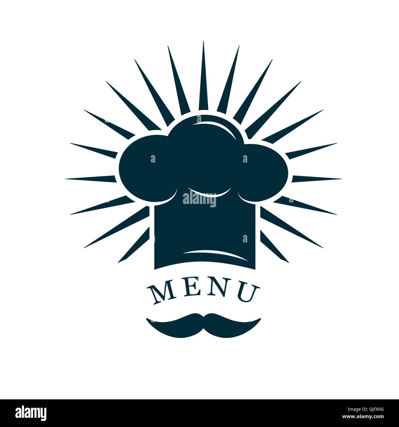 Lo chef hat con i baffi ristorante logo illustrazione vettoriale Illustrazione Vettoriale