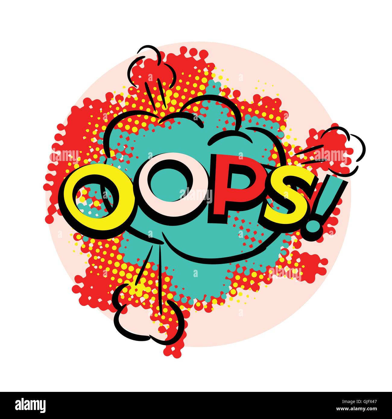 Parola OOPS bright pop arte astratta stile illustrazione vettoriale Illustrazione Vettoriale