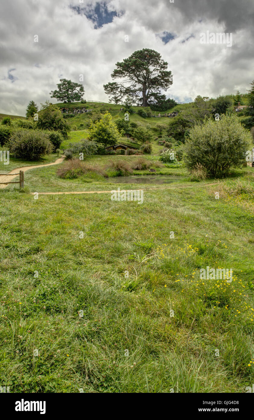 HOBBITON home di The Hobbit film e IL SIGNORE DEGLI ANELLI 2016 nel febbraio 04, 2016 in Matamata, Nuova Zelanda 2016 Foto Stock