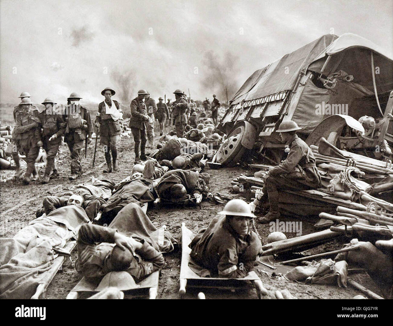 La battaglia di Menin Road Ridge, Battaglia di Menin Road, la terza battaglia di Ypres nella Prima Guerra Mondiale, Belgio Foto Stock