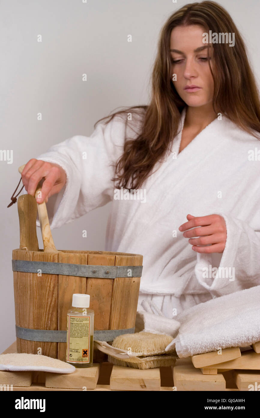 infusione di sauna Foto Stock