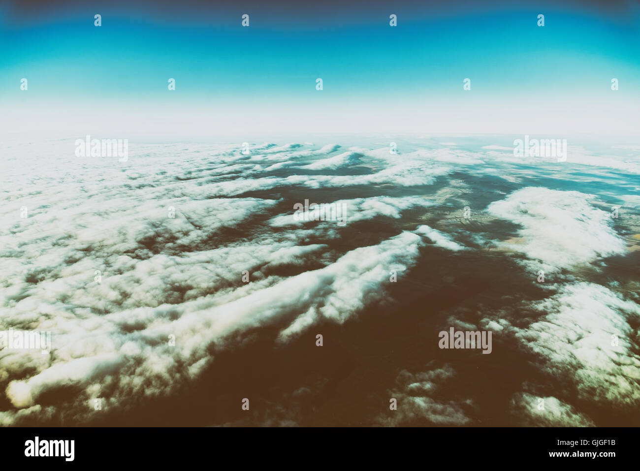 Foto di terra da 10.000m (32.000 piedi) al di sopra del potenziale di terra Foto Stock