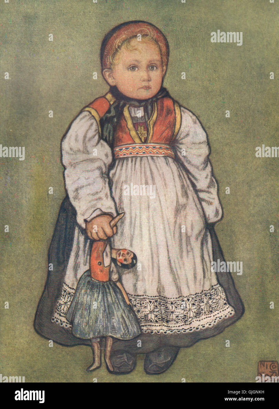 Il telemark. " Un bambino di Telemarken' da Nico Jungman. Norvegia, antica stampa 1905 Foto Stock