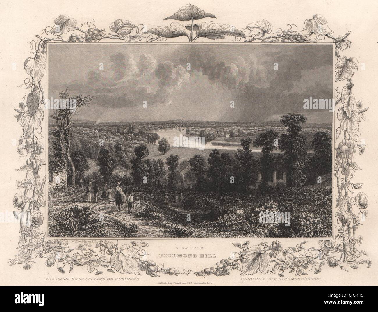 'Vista da Richmond Hill'. Londra. Vista decorativo da William TOMBLESON, 1835 Foto Stock