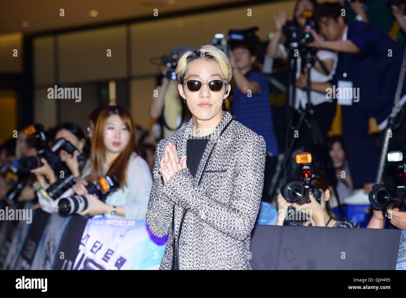 Seul in Corea. 16 Ago, 2016. Zachary Quinto, Chris Pine e Simon Pegg frequentare il tappeto rosso di Star Trek oltre a Seul, in Corea il 16 agosto 2016. A Seul, in Corea il 01 agosto, 2016.(Cina e Corea diritti) Credito: TopPhoto/Alamy Live News Foto Stock