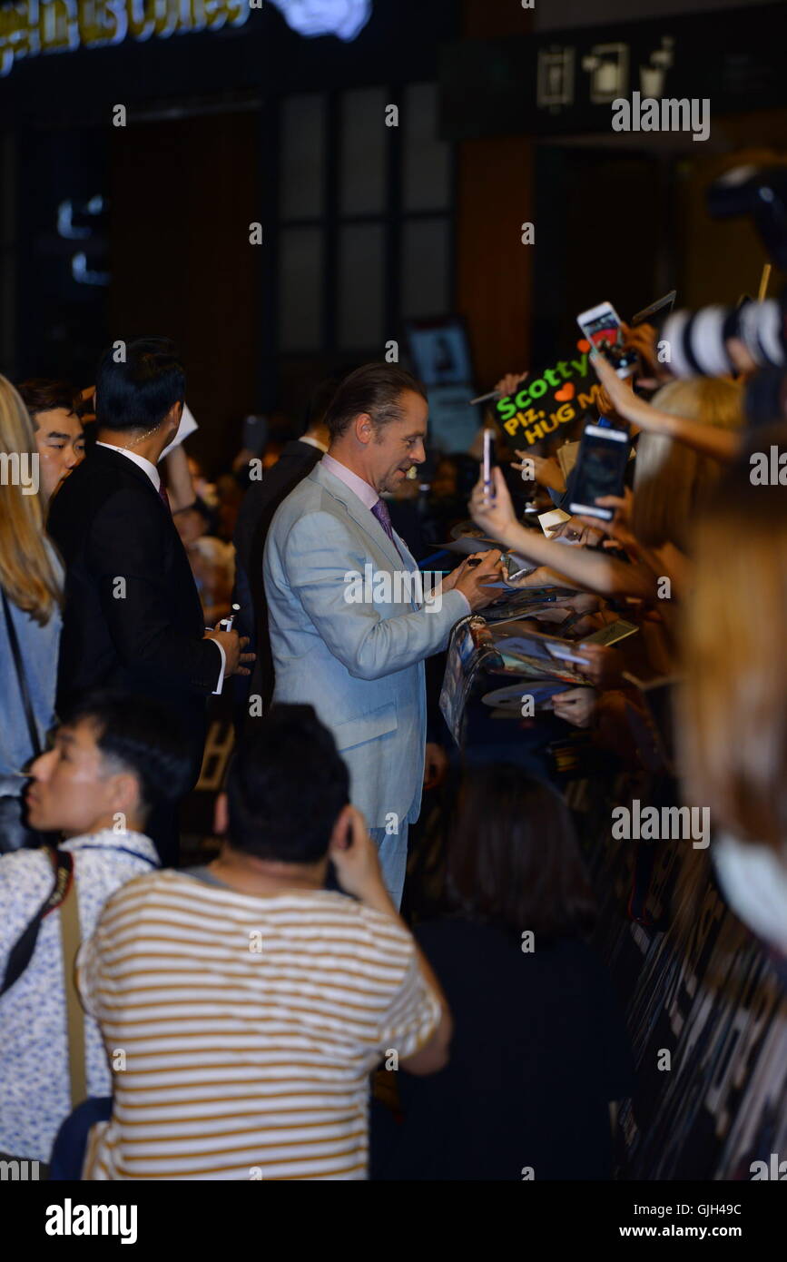 Seul in Corea. 16 Ago, 2016. Zachary Quinto, Chris Pine e Simon Pegg frequentare il tappeto rosso di Star Trek oltre a Seul, in Corea il 16 agosto 2016. A Seul, in Corea il 01 agosto, 2016.(Cina e Corea diritti) Credito: TopPhoto/Alamy Live News Foto Stock