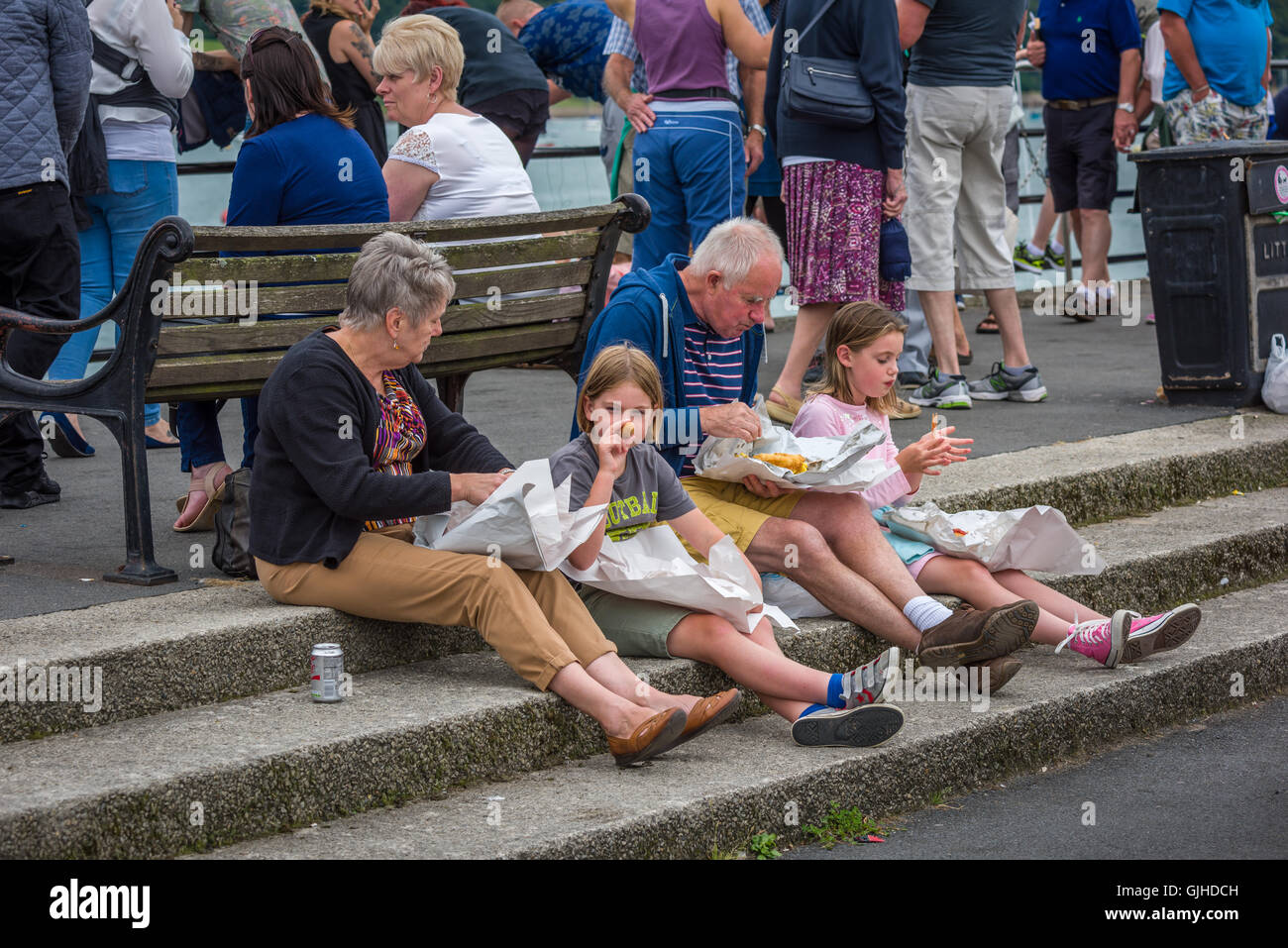 Fish & Chips sulla banchina Foto Stock