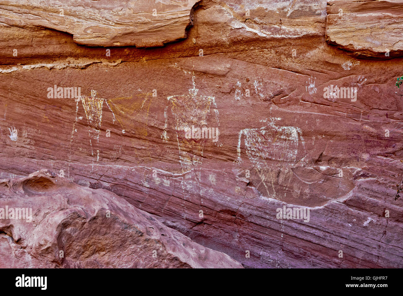 Primo piano di Petroglifi, Mystery Valley, Arizona, Stati Uniti Foto Stock