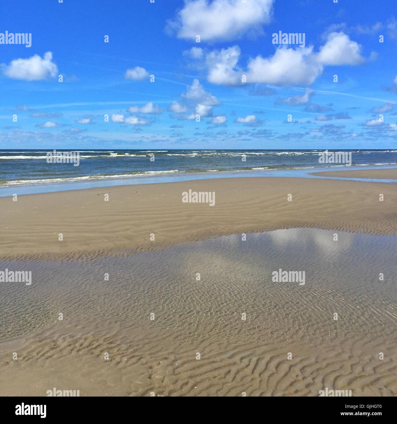 Spiaggia vuota, Fanoe Bad, Fanoe, Danimarca Foto Stock