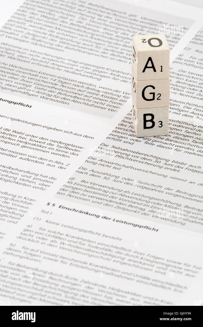 Contratto diritto delle assicurazioni Foto Stock