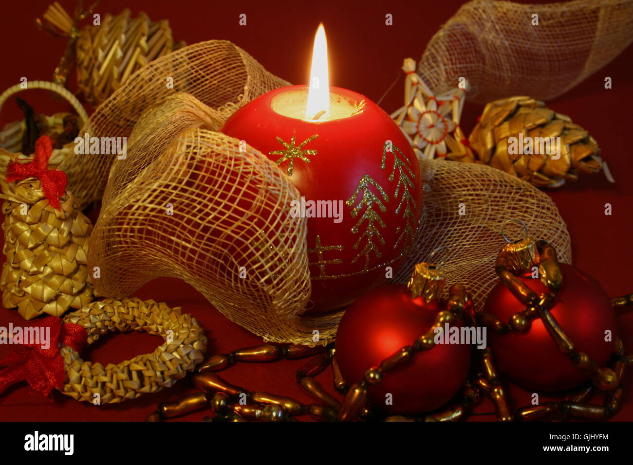 Candela di Natale a lume di candela Foto Stock
